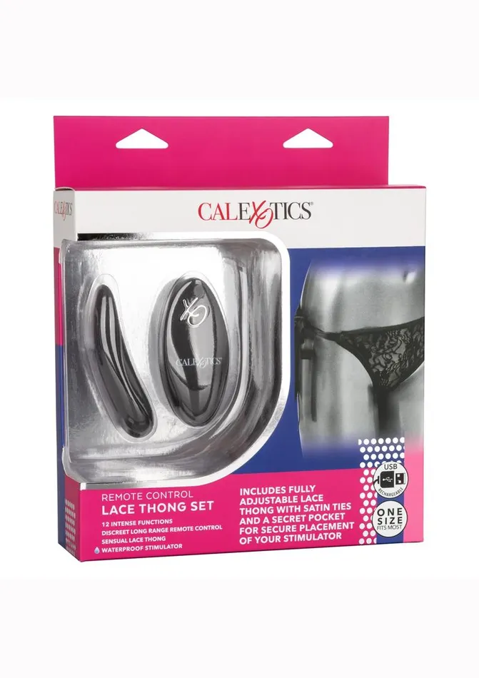 Remote Controlled Vibes Female Sex Toys | Calexotics Silicone Rechargeable Lace Thong Panty Vibe with Remote Control