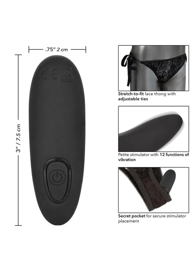 Remote Controlled Vibes Female Sex Toys | Calexotics Silicone Rechargeable Lace Thong Panty Vibe with Remote Control